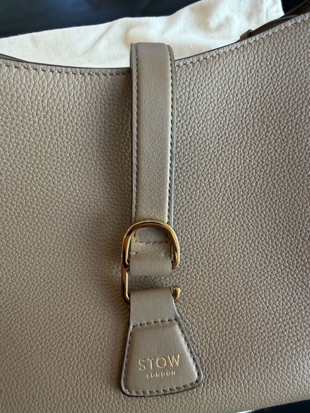 STOW London Beth Shoulder Bag WITH Crossbody Strap Warm Taupe - Picture 3 of 16
